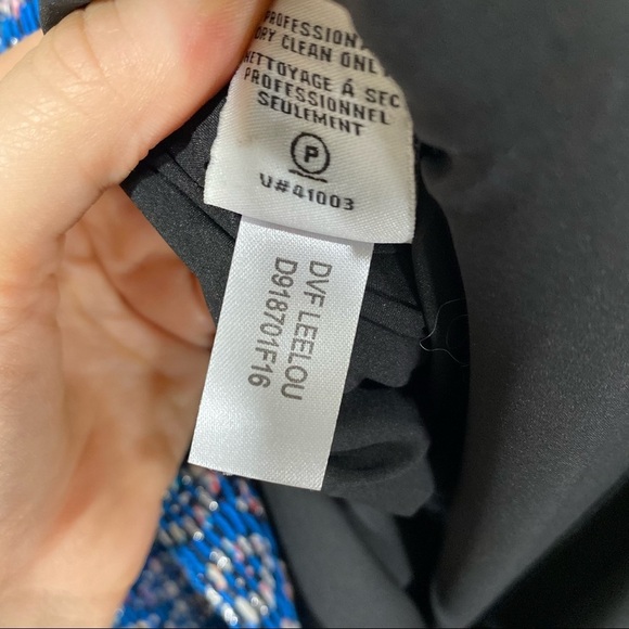 Diane Von Furstenberg Leelou Blue Tweed Metallic Sheath Dress 4 - Picture 7 of 7